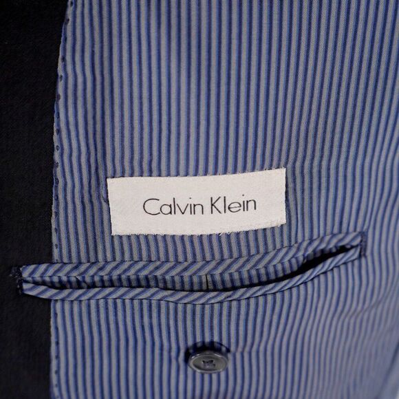 Calvin Klein Wool Navy Blue 38L 2 Silver Button Blazer Or‎ Slim Fit 40L - Picture 7 of 10